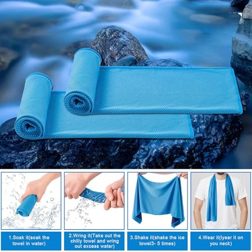 CADONO 4 Pack Cooling Towel (40"x12"), Soft Breathable Chilly Towel, Ice Towel, Microfiber Towel for Yoga, Sport, Running, Workout,Gym, Camping, Fitness, Workout & More Activities(Multicolor) - Image 2