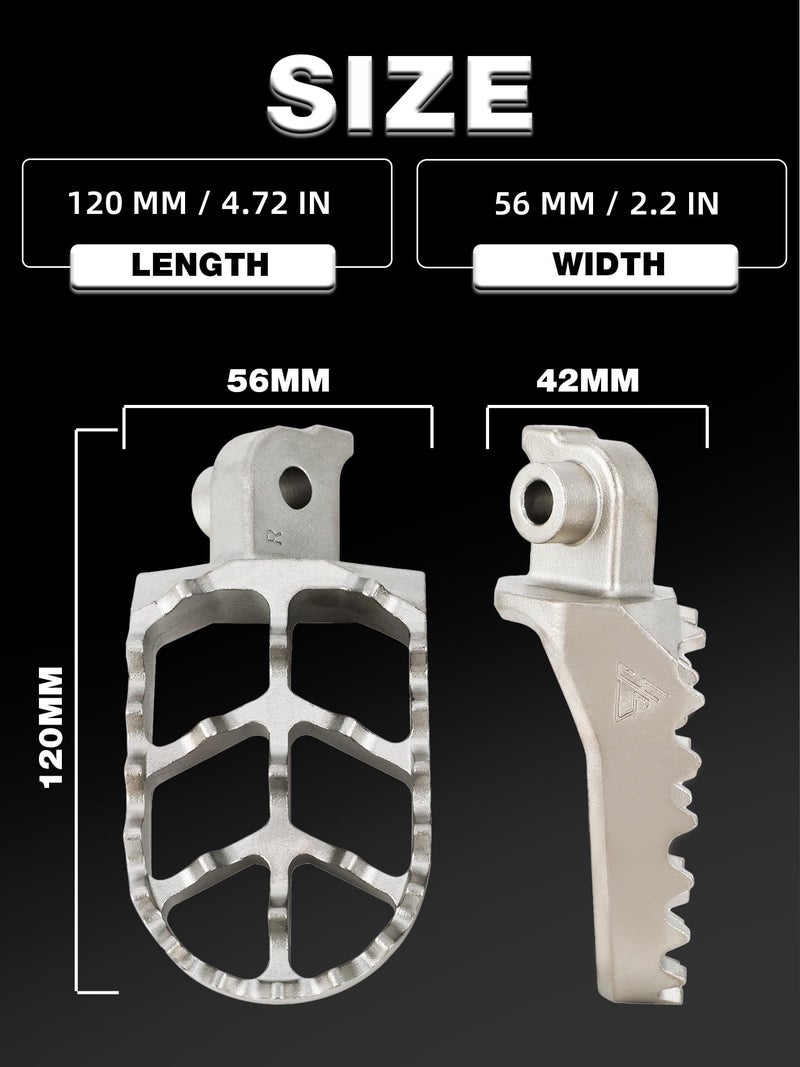BAOUFF Dirt Bike Foot Pegs with Springs,Universal 304 Stainless Steel Dirtbike Footpegs Pedal Rests for 50cc-250cc YZ CRF KLX CR XR TTR PW DRZ 50 70 80 90 100 110 125 150 - Image 3