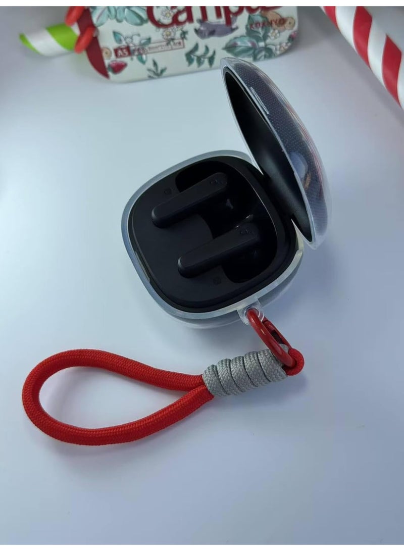 Clear Silicone Case for Soundcore by Anker R50i Case With Rope,Cover, Protective Skin by Anker R50i Headphones Headset (Clear with Rope) (EARBUDS NOT INCLUDED) (Red Grey) - Image 2