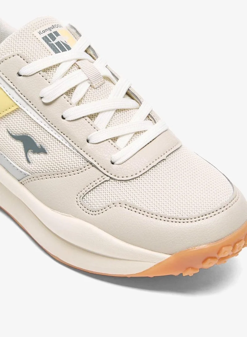 kangaROOS BEIGE Women's Panelled Sports Shoes with Lace-Up Closure for Women | Best Price UAE