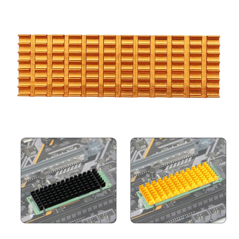 M.2 SSD Heat Sink: Golden Aluminum Construction - Nanoscale Thermal Silica Gel For Enhanced Heat Conduction Compact Lightweight Design For Desktop PCIE 2280 SSDs - Image 5