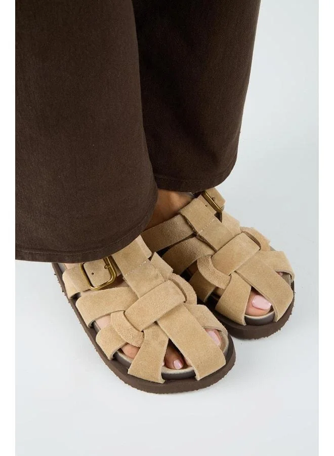 Manijero  Benito Women's Genuine Leather Buckle Cage Sand Sandals. for Women | Best Price UAE
