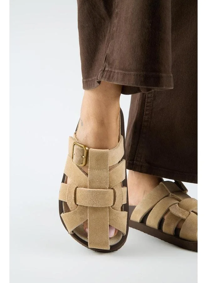 Benito Women's Genuine Leather Buckle Cage Sand Sandals.