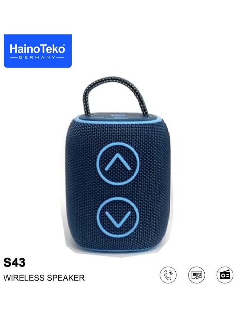 Haino Teko "Germany S43 Portable Bluetooth Speaker with Button Control & RGB Color Lights | Powerful Sound, Deep Bass, Customizable LED Lighting | Rechargeable, Easy-to-Use Speaker for Parties, Outdoor Activities & Indoor Use – Blue" - Image 1