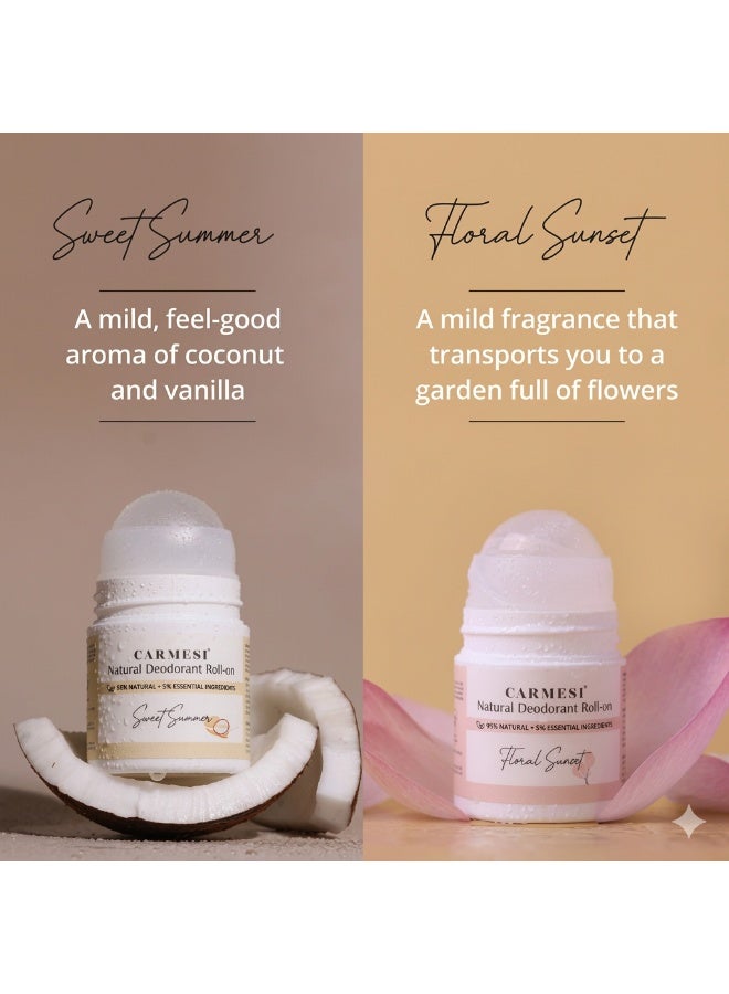 Carmesi Natural Deodorant Roll-on Combo for Women | Sweet Summer & Floral Sunset |  2x 50 ml - Image 2