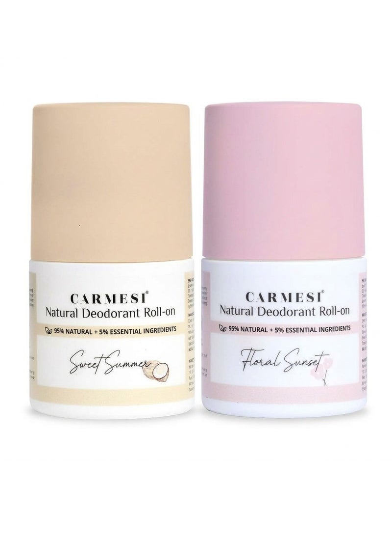 Carmesi Natural Deodorant Roll-on Combo for Women | Sweet Summer & Floral Sunset |  2x 50 ml - Image 3