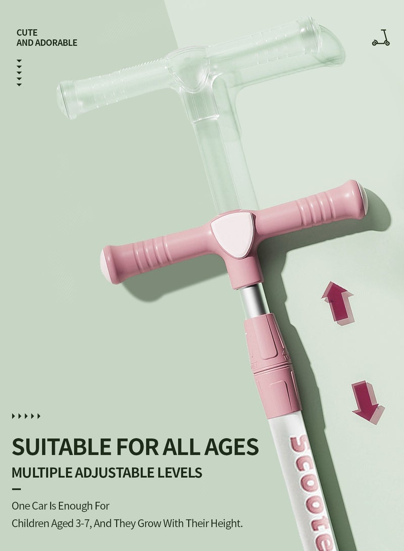 كونودول سكوتر للأطفال من عمر 3-12 سنوات، سكوتر للأطفال بكعب ساق مع عجلات مضيئة LED ومقبض قابل للتعديل بثلاثة مستويات، خفيف الوزن وقابل للطي، سكوتر وردي أنثوي بعجلتين، هدايا عيد ميلاد للبنات والأولاد. وردي. - Image 5