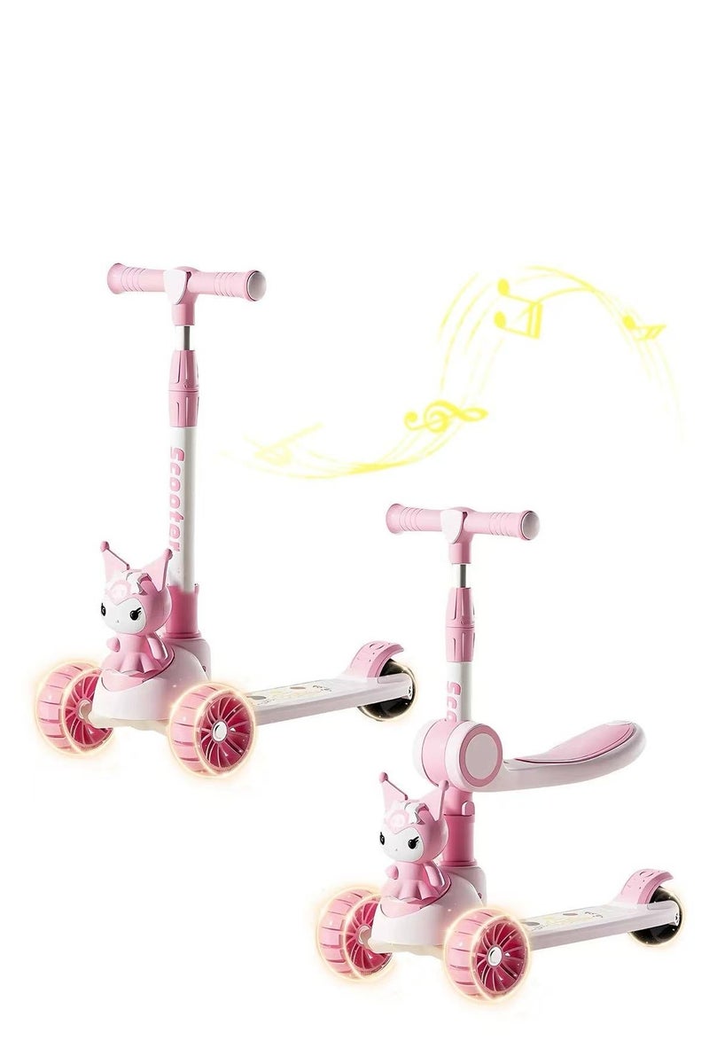 كونودول سكوتر للأطفال من عمر 3-12 سنوات، سكوتر للأطفال بكعب ساق مع عجلات مضيئة LED ومقبض قابل للتعديل بثلاثة مستويات، خفيف الوزن وقابل للطي، سكوتر وردي أنثوي بعجلتين، هدايا عيد ميلاد للبنات والأولاد. وردي. - Image 1