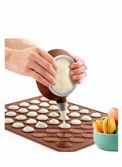 Y&D Making Set 48 -Capacity Nonstick Macaron Silicone Baking Mats Cakes Mould Muffin Capacity Macarons Moulds Mat for Macaron, Cupcake, Dessert, Brown  - Image 1