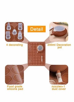 Y&D Making Set 48 -Capacity Nonstick Macaron Silicone Baking Mats Cakes Mould Muffin Capacity Macarons Moulds Mat for Macaron, Cupcake, Dessert, Brown  - Image 3