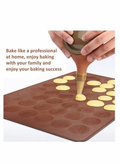 Y&D Making Set 48 -Capacity Nonstick Macaron Silicone Baking Mats Cakes Mould Muffin Capacity Macarons Moulds Mat for Macaron, Cupcake, Dessert, Brown  - Image 2