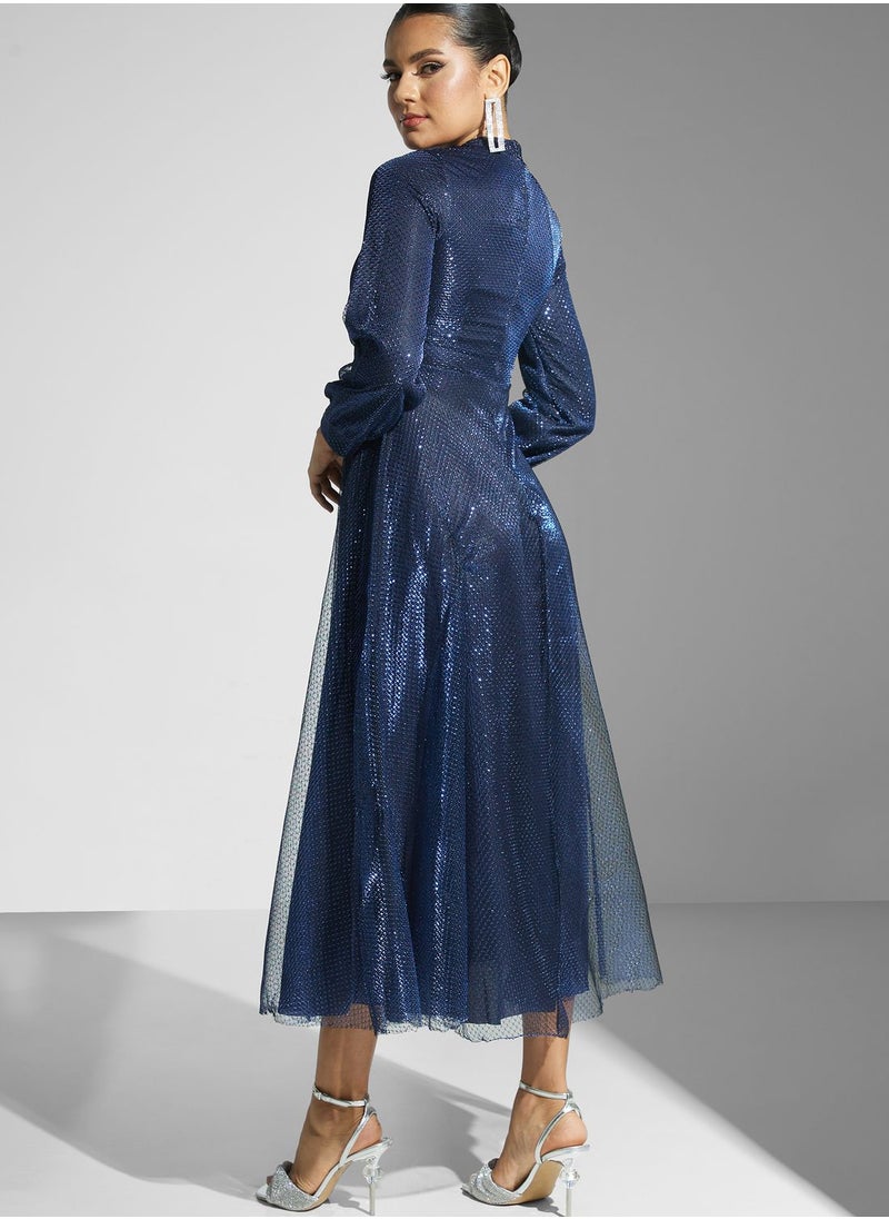 Khizana - Puff Sleeve A-Line Dress - Image 1