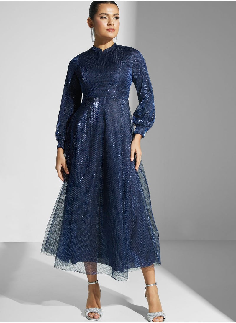 Khizana - Puff Sleeve A-Line Dress - Image 1