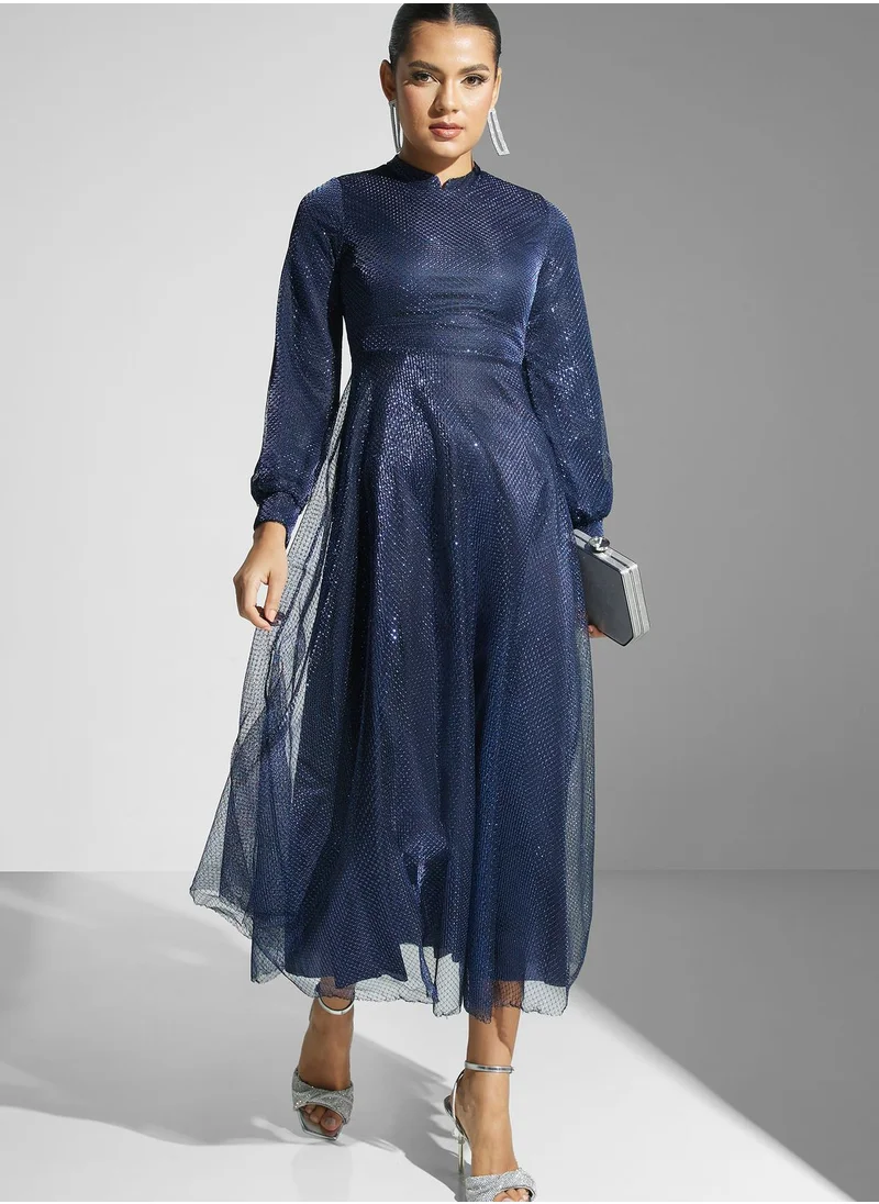 Khizana Puff Sleeve A-Line Dress