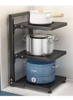 TYCOM Pots and Pans Organizer for Cabinet,Kitchen Organizer and Storage Rack,Space Saving Stand with Adjustable Dividers,3 Layer Single Sided With Panel Black  - Image 1