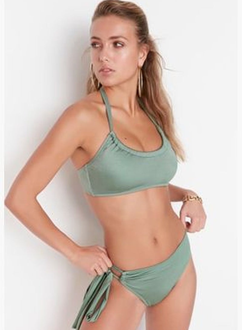 trendyol Green Tie High Waist Bikini Bottoms With Regular Legs TBESS22BA0209 - Image 2
