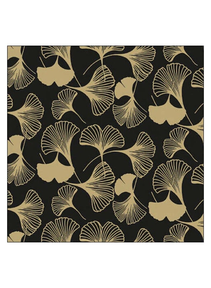 Ambiente Large Gingko Black/Gold Napkins