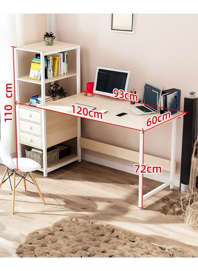 Beauenty - Metal Frame Computer Desk with 3 Drawers Gaming Desk for Bedroom Office - Image 1