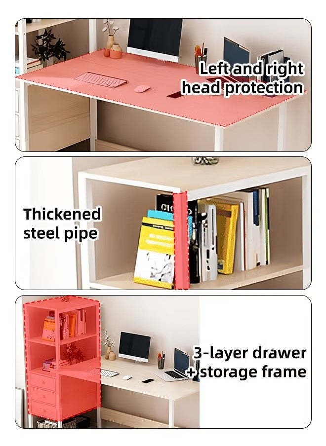 Beauenty - Metal Frame Computer Desk with 3 Drawers Gaming Desk for Bedroom Office - Image 1