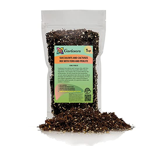 Gardenera Fern + Perlite Soil Mix for Repotting and Planting Succulents and Cactuses - 1 Quart Bag - Image 1