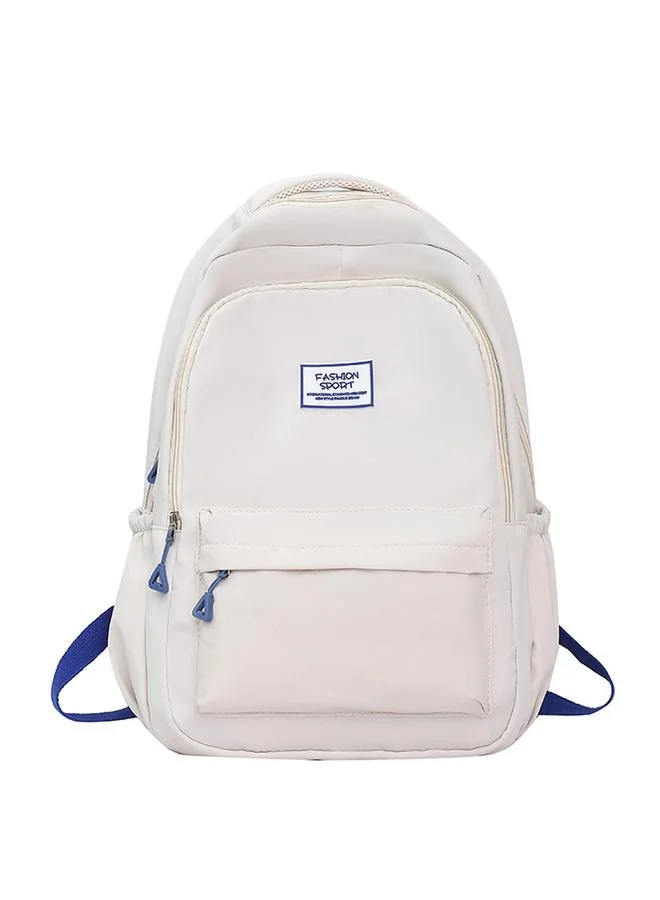 Take Two White Polyester Backpack with Zip Detailing