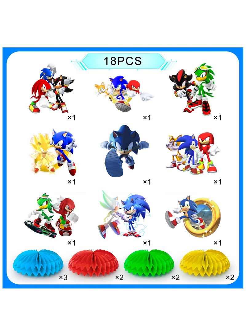 ILovhaprty Sonic Centerpieces, 9pcs 3D Sonic Birthday Party Table Centerpieces Set - Sonic Party Centerpieces, Sonic Honeycomb Centerpieces & Sonic Themed Centerpieces for Sonic Party or Sonic Table Decorations - Image 2