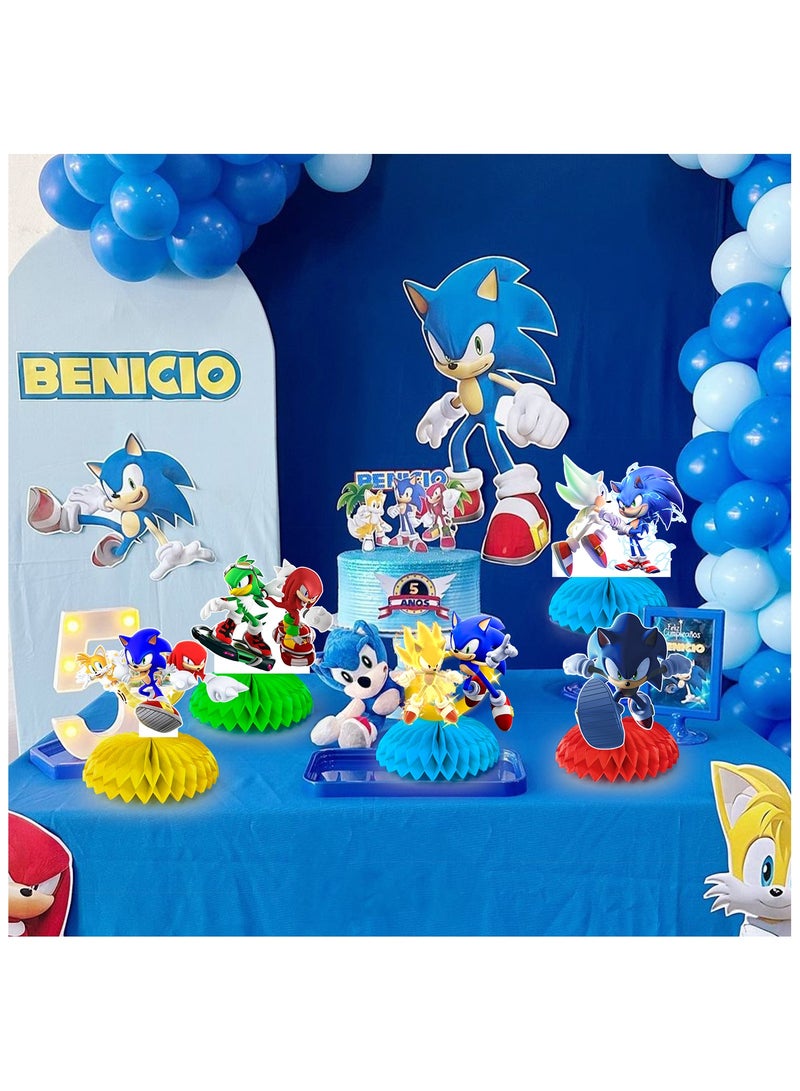 ILovhaprty Sonic Centerpieces, 9pcs 3D Sonic Birthday Party Table Centerpieces Set - Sonic Party Centerpieces, Sonic Honeycomb Centerpieces & Sonic Themed Centerpieces for Sonic Party or Sonic Table Decorations - Image 4