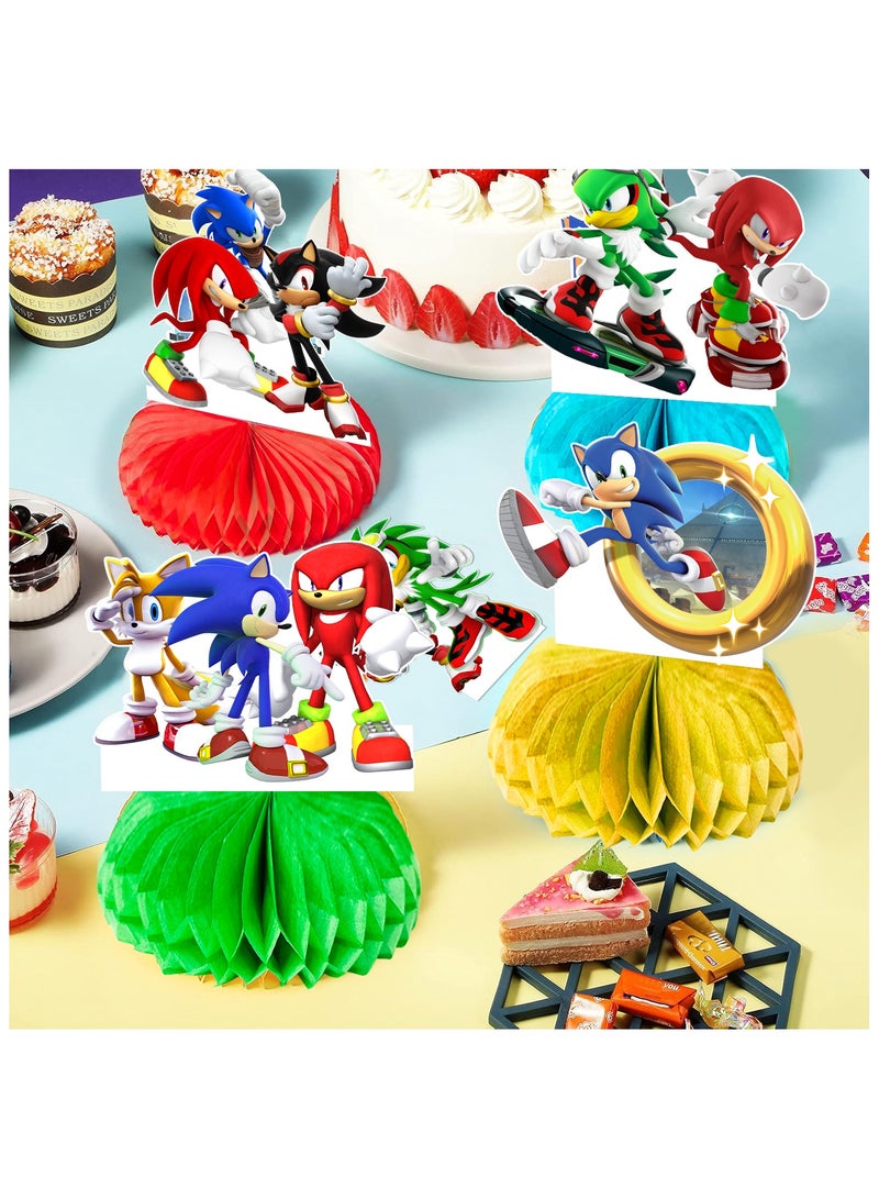 ILovhaprty Sonic Centerpieces, 9pcs 3D Sonic Birthday Party Table Centerpieces Set - Sonic Party Centerpieces, Sonic Honeycomb Centerpieces & Sonic Themed Centerpieces for Sonic Party or Sonic Table Decorations - Image 5