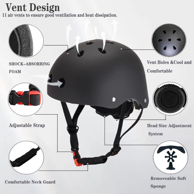 Fookcian Kids Helmet Toddler Skateboard Helmets For Ages 2-3-5-8-14 Years Boys Girls With Knee And Elbow Pads Wrist Guards Fit Roller Skates Skateboarding Skating Scooter Adjustable Kids Helmet - Image 5