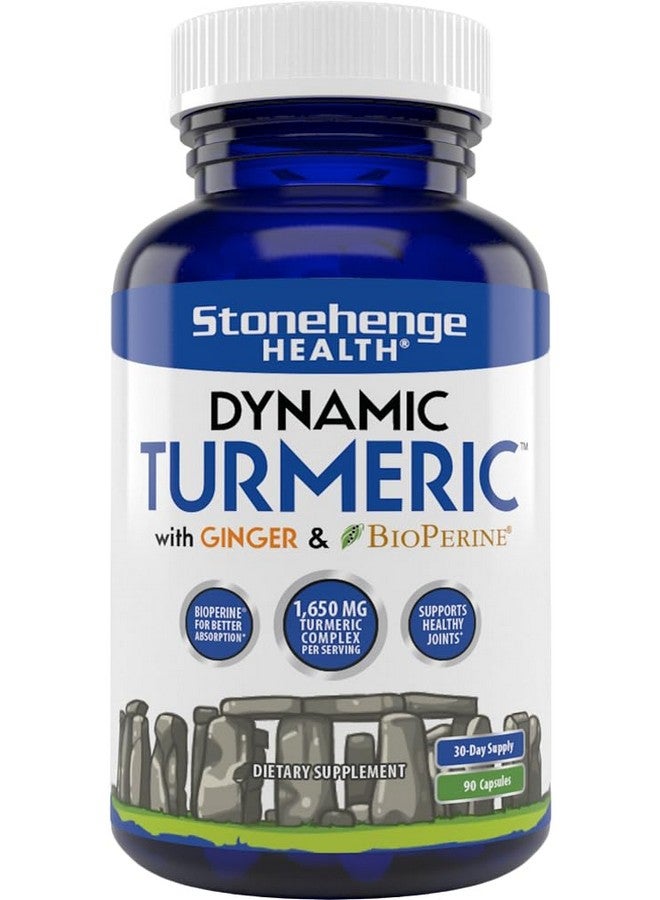 Stonehenge Health Stonehenge Health Dynamic Turmeric Curcumin with Ginger - High Potency - 1,650 mg Turmeric with 95% Curcuminoids & BioPerine, 90 Vegetarian Capsules - Image 1