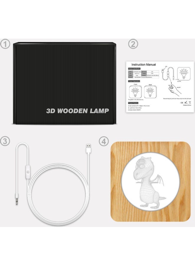 NIBEMINENT 3D Wooden Dinosaur Table Lamp Warm White 19x19x30cm - Image 4