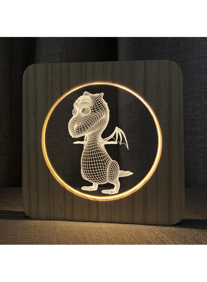 NIBEMINENT 3D Wooden Dinosaur Table Lamp Warm White 19x19x30cm - Image 5