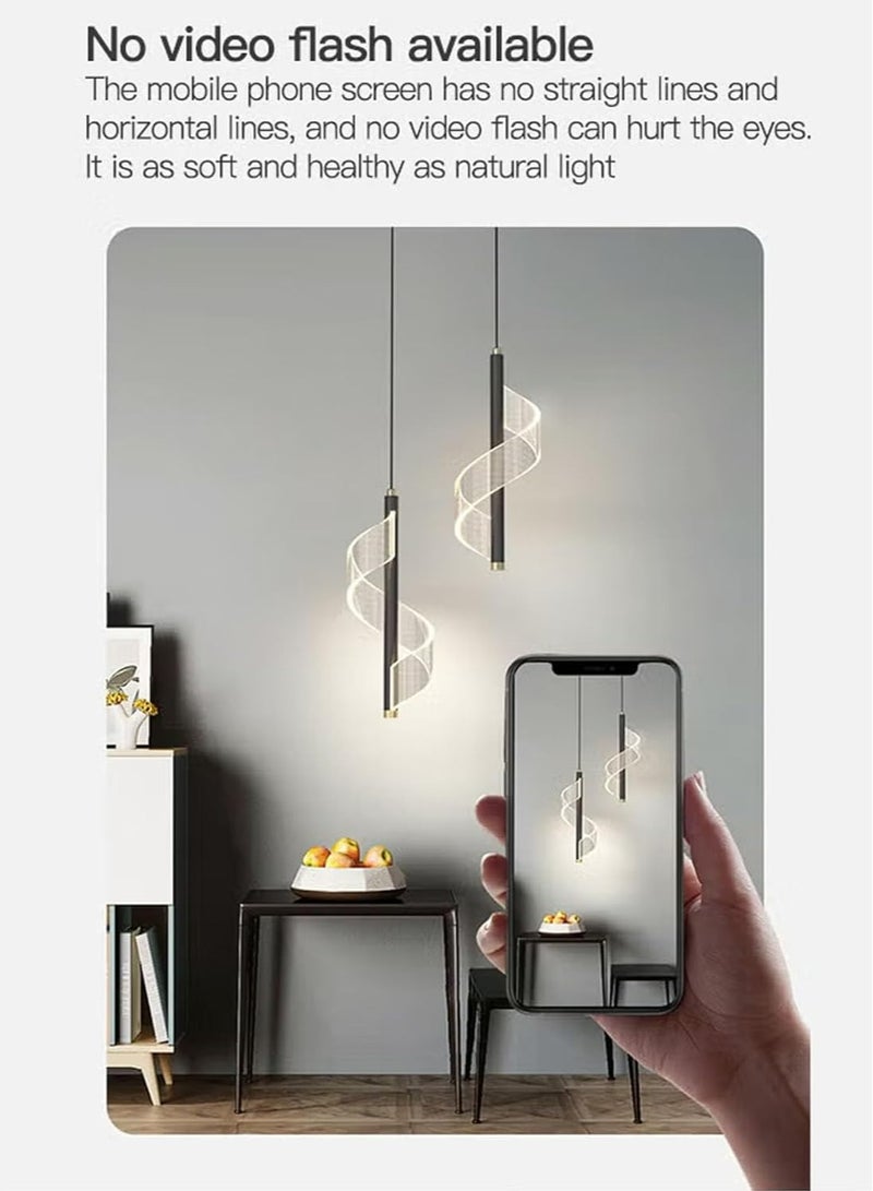 جوي لينك مصباح أكريليك معلق لغرفة النوم بجانب السرير، مصباح معلق LED بسيط وعصري، ثريا داخلية، مصابيح سقف معلقة لغرفة الطعام وغرفة المعيشة والممر والمطبخ (أسود) - Image 5