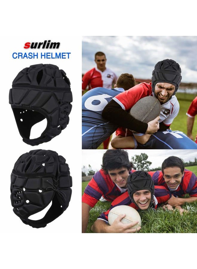 Surlim Soft Helmet Flag Football Rugby Helmet Scrum Cap Soft Shell Helmet Soccer Headgear for Youth Adults (Black, Large) - Image 4