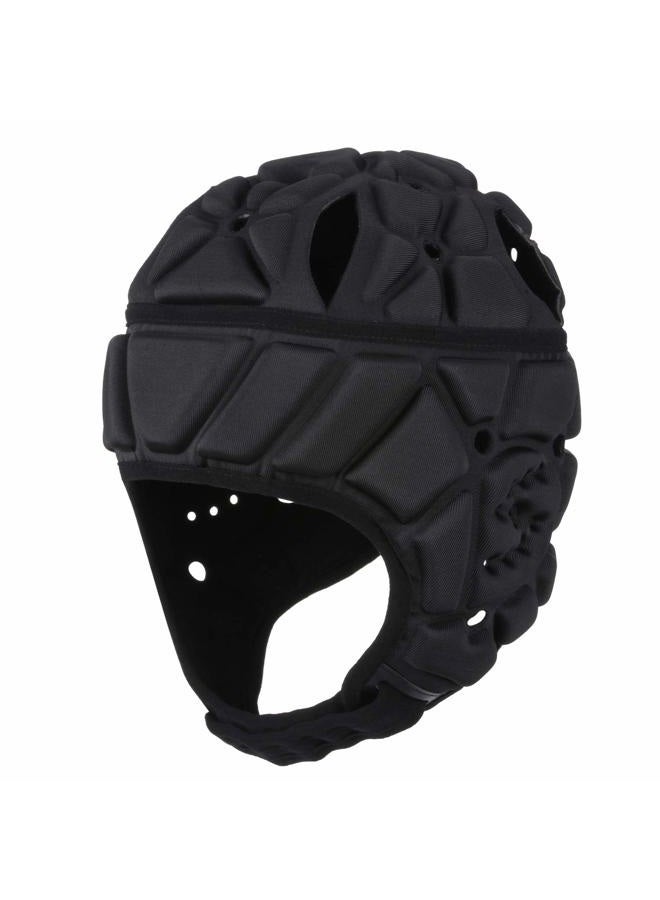 Surlim Soft Helmet Flag Football Rugby Helmet Scrum Cap Soft Shell Helmet Soccer Headgear for Youth Adults (Black, Large) - Image 1