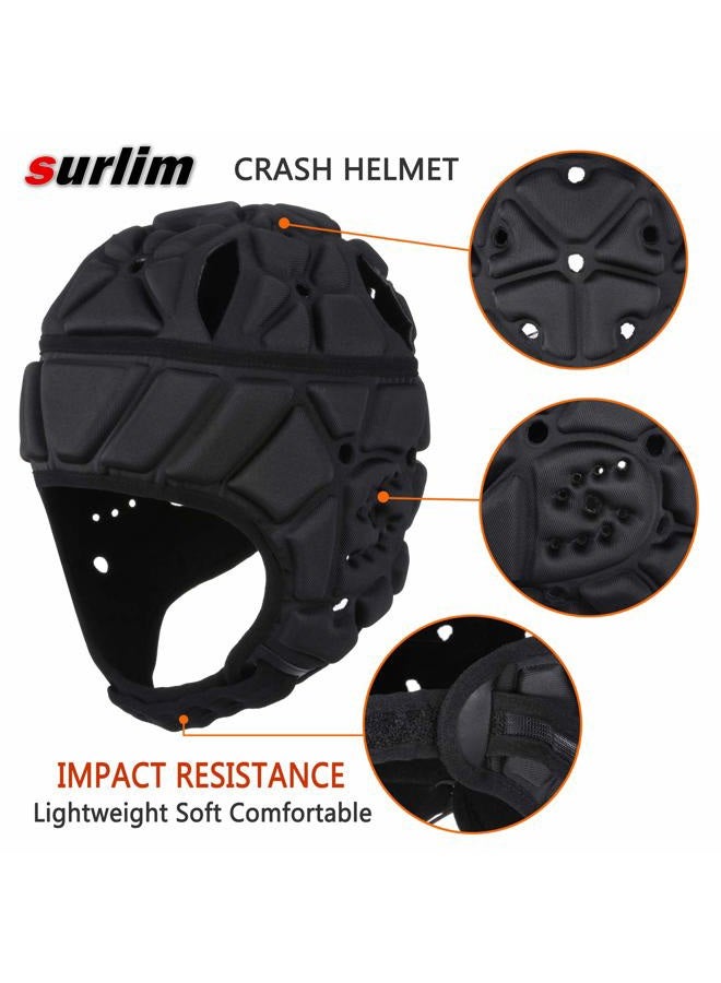 Surlim Soft Helmet Flag Football Rugby Helmet Scrum Cap Soft Shell Helmet Soccer Headgear for Youth Adults (Black, Large) - Image 3