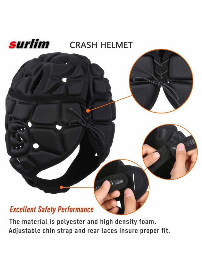 Surlim Soft Helmet Flag Football Rugby Helmet Scrum Cap Soft Shell Helmet Soccer Headgear for Youth Adults (Black, Large) - Image 5