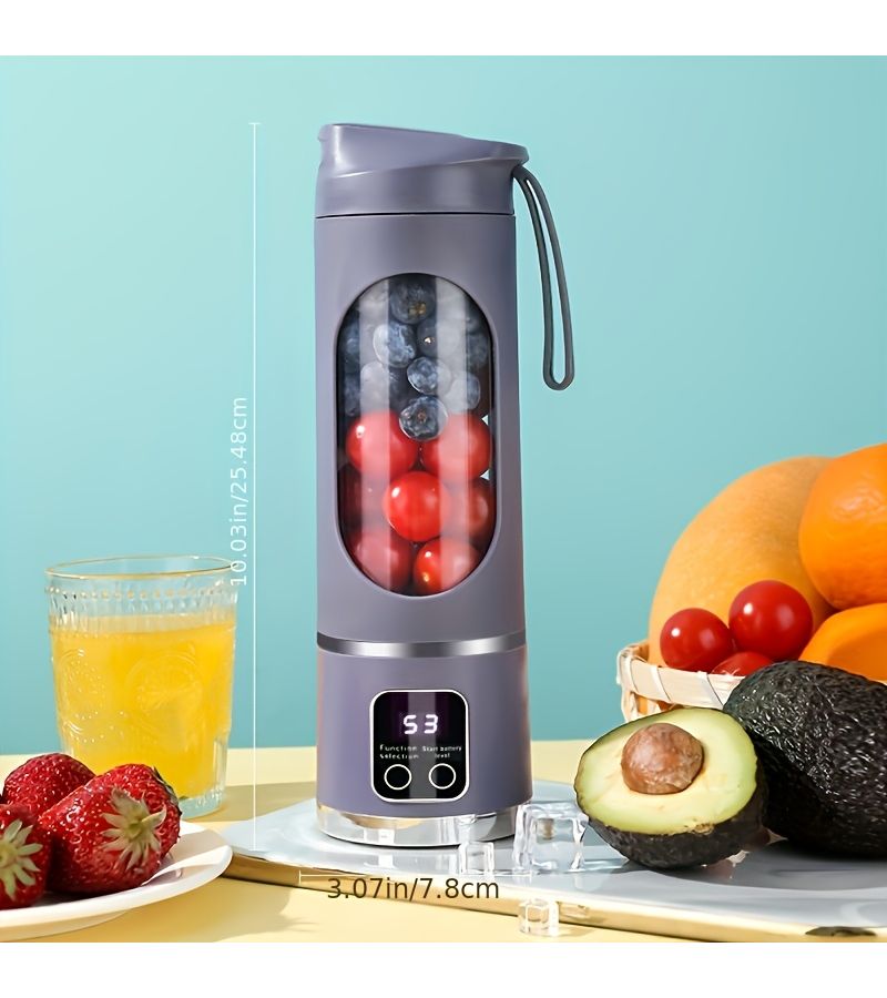 Green Portable Blender Handheld Juicer with USB Charging Digital Display 10 to 17 Ounces for Smoothies Travel Home Office - Image 3