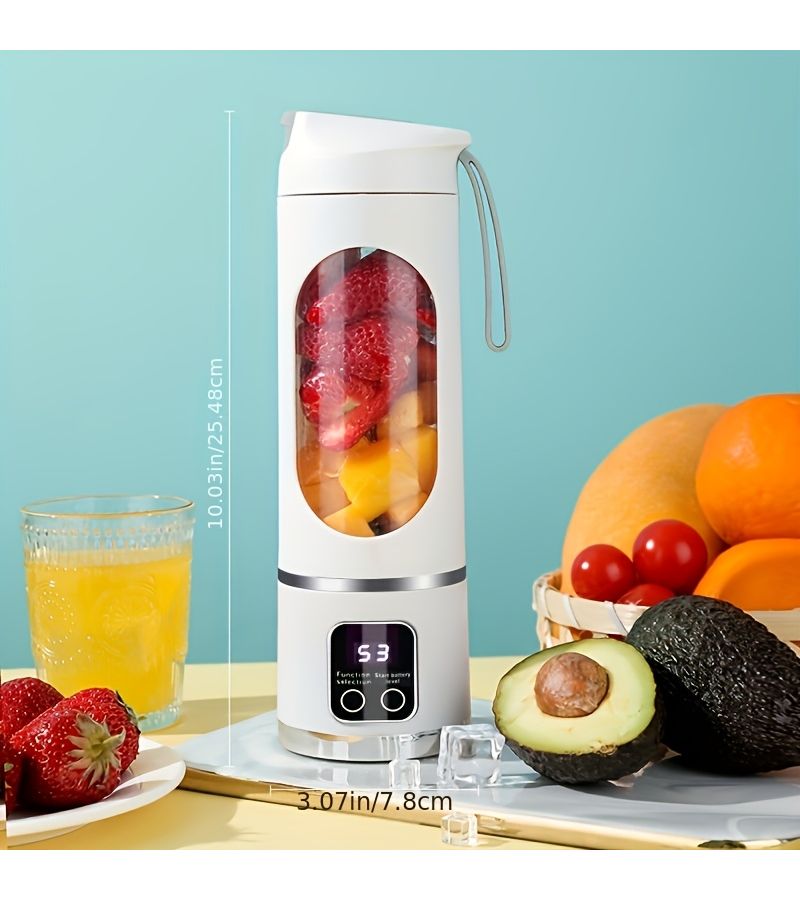 Green Portable Blender Handheld Juicer with USB Charging Digital Display 10 to 17 Ounces for Smoothies Travel Home Office - Image 1