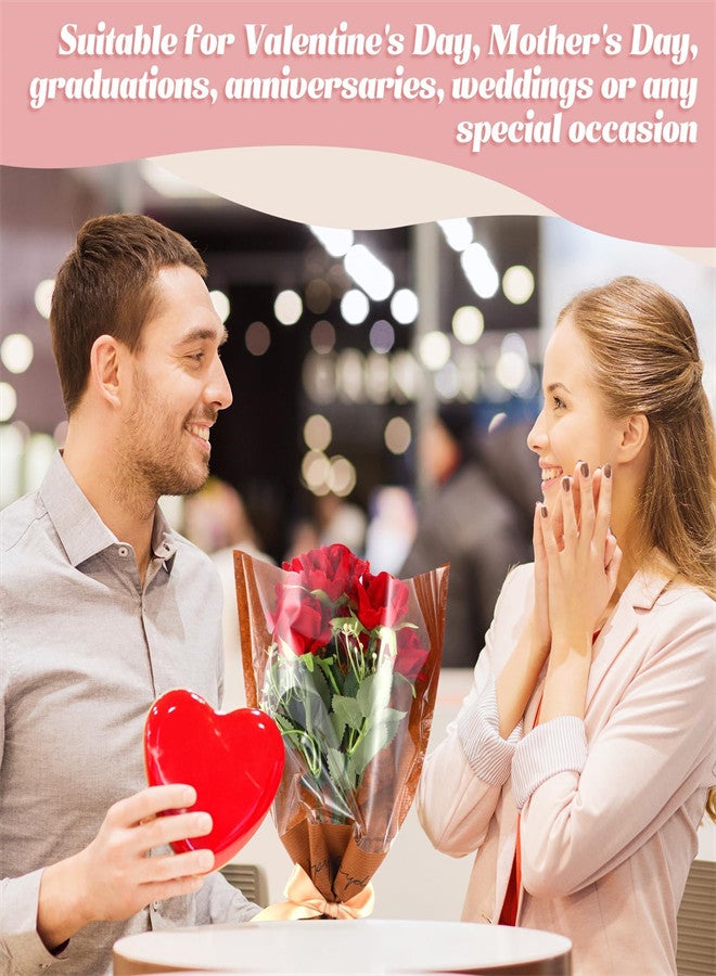 KASTWAVE 100 قطعة أكياس تغليف الزهور، 11 × 5.1 × 17.3 بوصة أكمام ورق كرافت شفاف للباقة، أكياس تغليف زهور متعددة ليوم الأم، الذكرى السنوية، الزفاف (5 ألوان) - Image 4