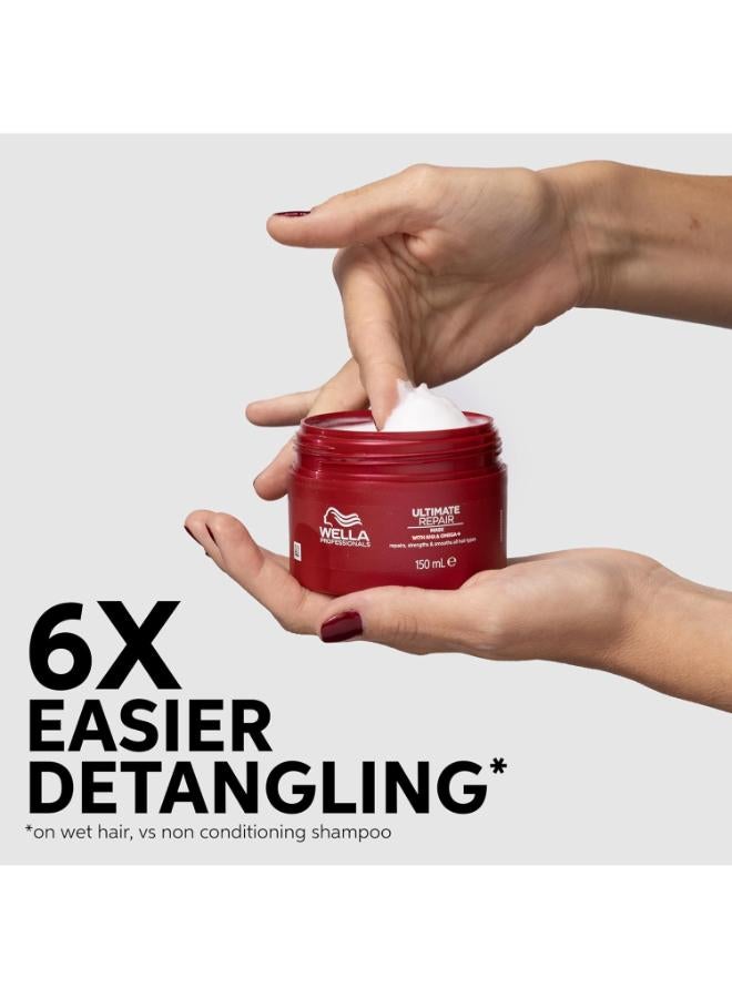 Wella Professionals Ultimate Repair Mask For Damaged Hair - Deeply Nourishes, Smooths And Reduces Frizz With Aha And Omega-9 (150 Ml) - Image 3