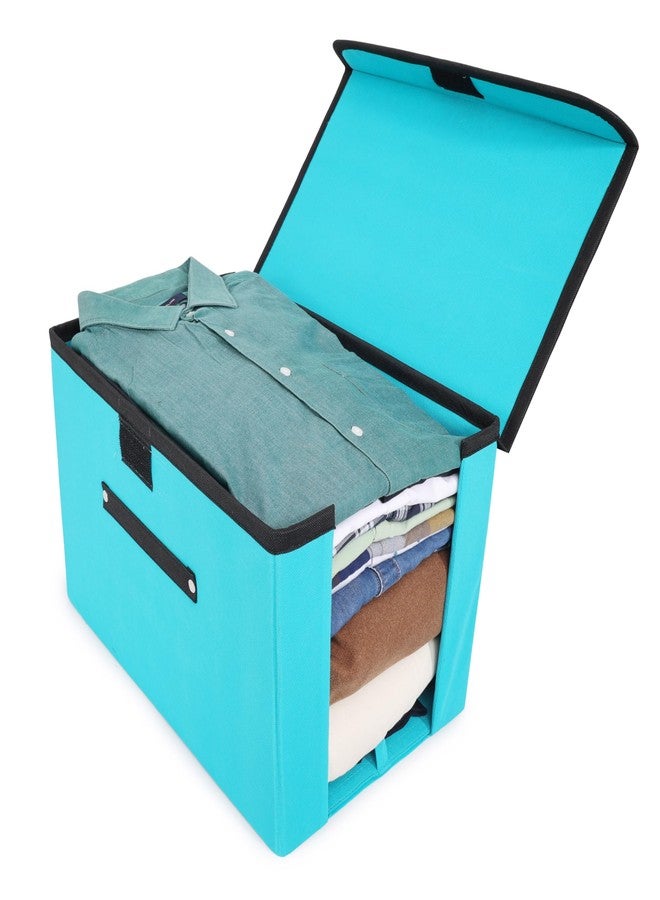 SHREY CREATION Non Woven Shirt Stacker Organizer for Wardrobe | Stackable Shirt & T-Shirt Storage Box with Lid & Handle | Clothes Organizer for Men & Women (Pack of 2) - Image 3