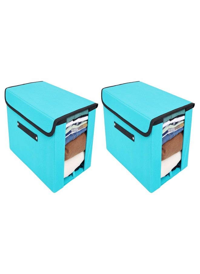 SHREY CREATION Non Woven Shirt Stacker Organizer for Wardrobe | Stackable Shirt & T-Shirt Storage Box with Lid & Handle | Clothes Organizer for Men & Women (Pack of 2) - Image 1