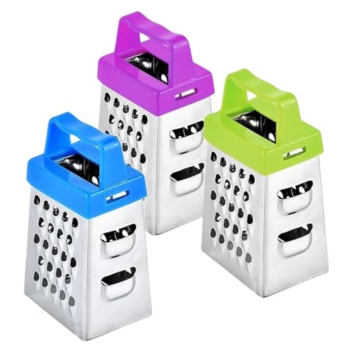 Bridge2shopping 3 Sided Multifunctional Stainless Steel Mini Grater with Magnet, Multi Color, Pack 3 - Image 1