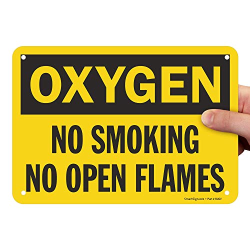 SmartSign - S-0574-PL-10 "Oxygen - No Smoking No Open Flames" Sign | 7" x 10" Plastic - Image 1