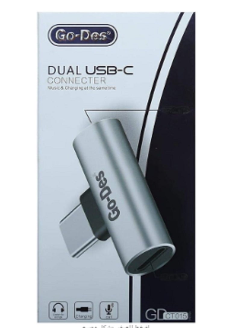 GO-DES 2-In-1 Lightning Connecter Black/Silver - Image 1