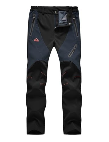 TBMPOY Women's Ski Windproof Waterproof Snow Pants Outdoor Hiking Fleece Lined Softshell Pants Black L - Image 1
