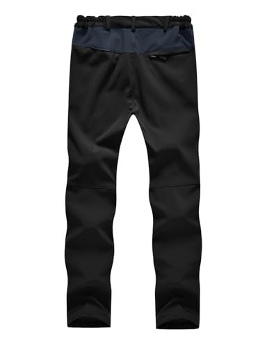 TBMPOY Women's Ski Windproof Waterproof Snow Pants Outdoor Hiking Fleece Lined Softshell Pants Black L - Image 2