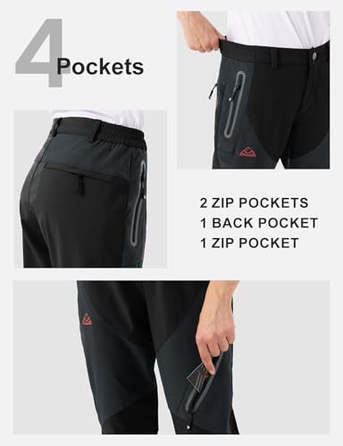 TBMPOY Women's Ski Windproof Waterproof Snow Pants Outdoor Hiking Fleece Lined Softshell Pants Black L - Image 4
