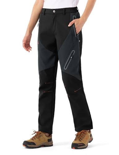 TBMPOY Women's Ski Windproof Waterproof Snow Pants Outdoor Hiking Fleece Lined Softshell Pants Black L - Image 5